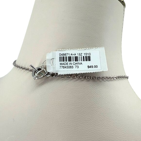 J. Jill Layered Coin Charm Necklace Silver Tone Beaded Medallion Statement NWT - Picture 11 of 11